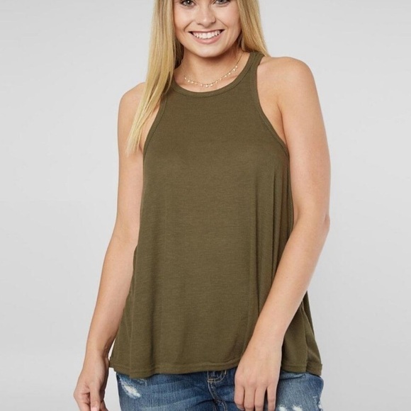 Free People Olive Green Sleeveless Tank Top size medium - Picture 1 of 7
